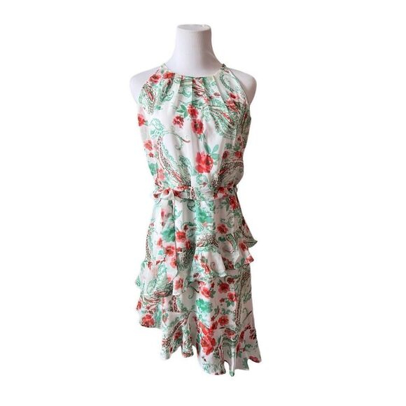 IZ Byer Girls Sleeveless White Asymmetrical Dress 16 Floral Bohemian Halter NWT - Picture 1 of 11